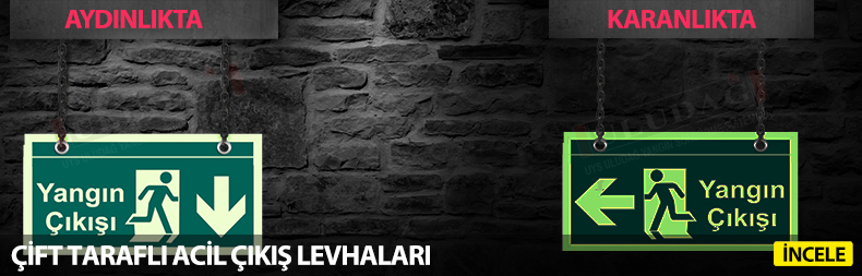 Çift Taraflı Acil Çıkış Levhaları